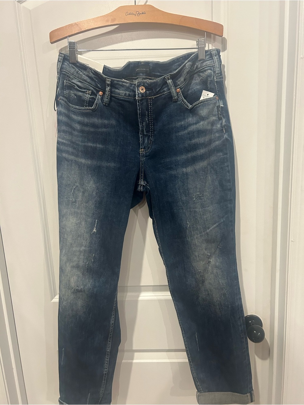 Silver Jeans Women's Faded Blue Boyfriend Jeans